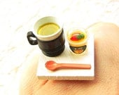 Green Tea Ring Kawaii Miniature Food Jewelry Tea And Fruit Jelly Ring