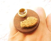 Kawaii Japanese Food Ring Green Tea Taiyaki Food Jewelry Traditional Japanese