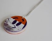 Recycled Skateboard Bling Dot Charm Necklace- Happy