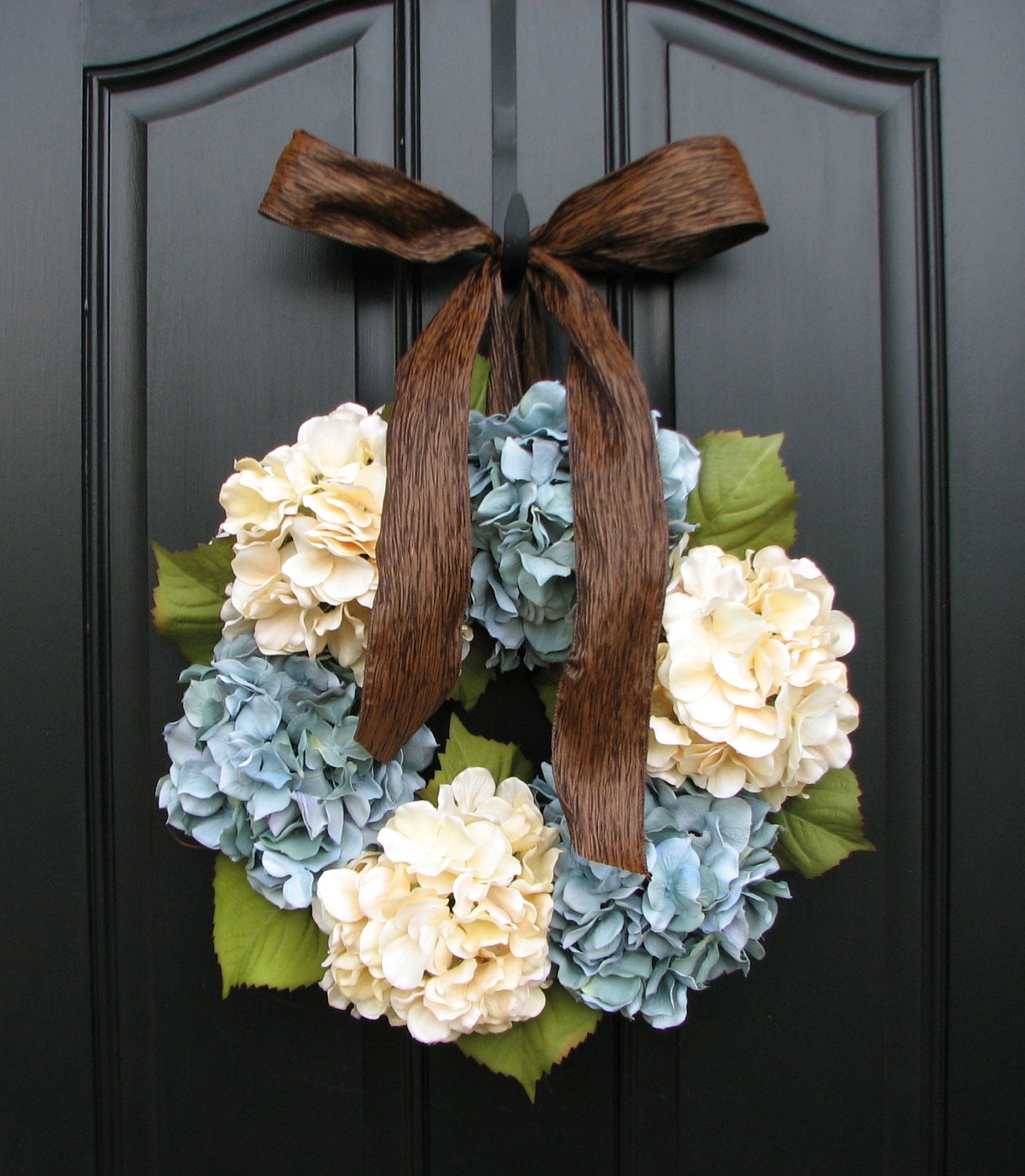Blue Hydrangeas - Year Round Floral Wreath - Shabby Chic Decor - Modern Floral Decor - Spring Wreaths - Spring Hydrangeas