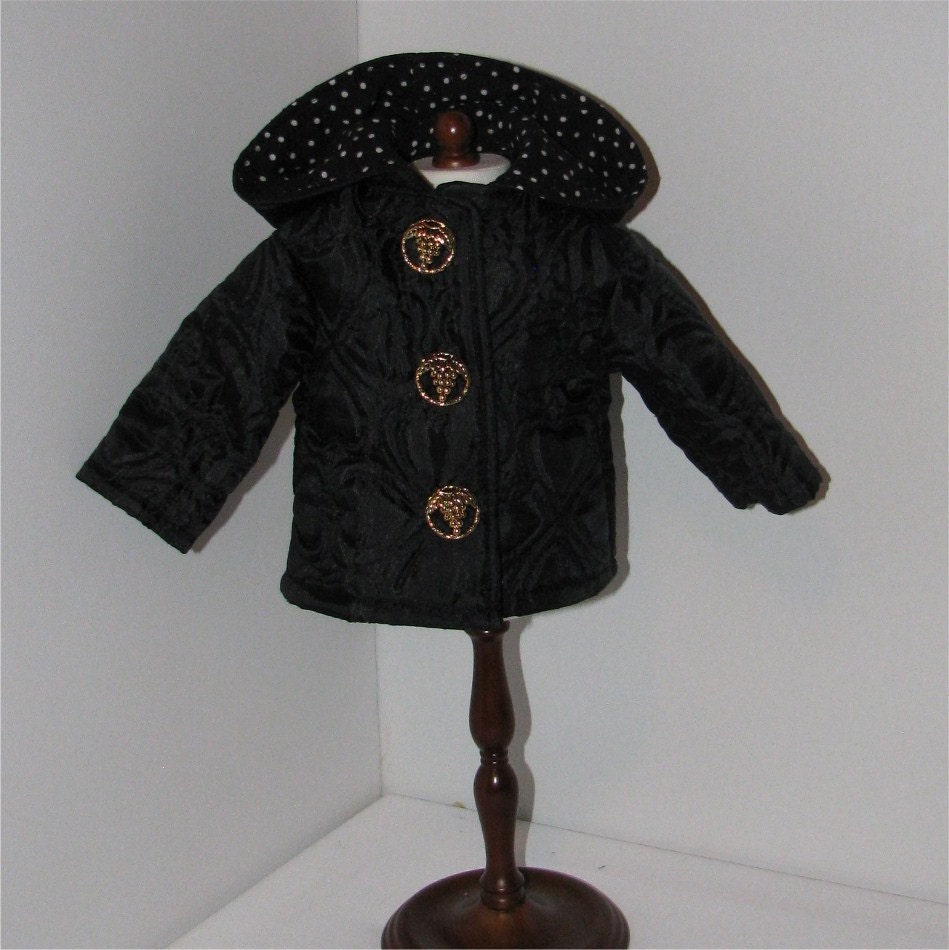Black Quilted Jacket, Fits American Girl and 18 Inch Dolls