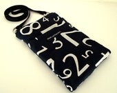 SALE. Mini Hip Bag in Navy and White. Cross body, webbing strap, lined, pocket, zipper. Carry your wallet, phone, keys.