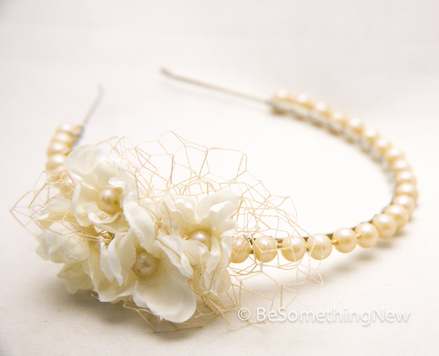Wedding hair- vintage romance pearl headband, wedding tiara, bridal hair, wedding accessory