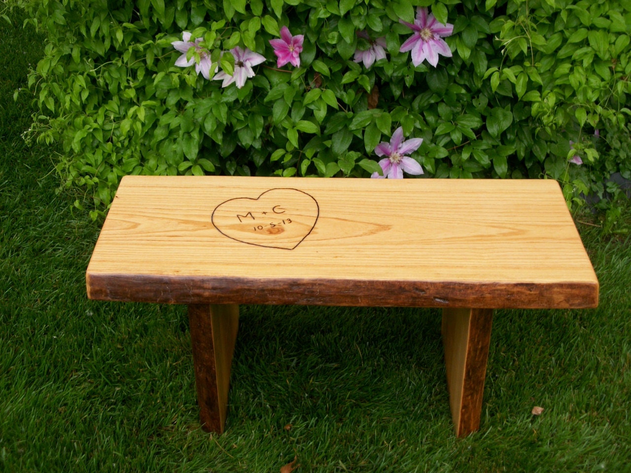 rustic garden bench wood outdoor indoor living edge coffee, end table or boot bench