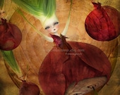 Red/Purple Onion Girl Print "Layers" Fine Art 8.5x11 or 8x10 A4 Premium Hahnemuhle Giclee Print of Original Painting
