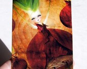 ACEO/ATC Red Onion Girl - "Layers" - Mini Premium Fine Art Print Artist Trading Card 2.5x3.5 inches - Lowbrow Art Print