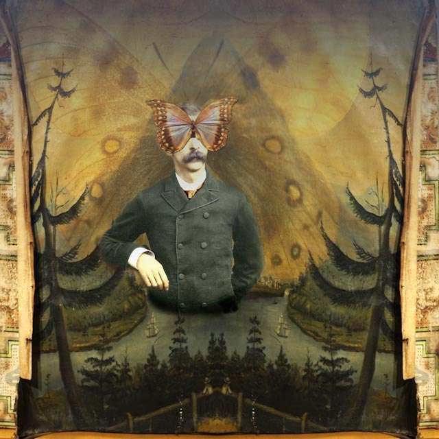 Lepidopterologist at Rest - 8 X 8 surreal fine-art photographic collage print