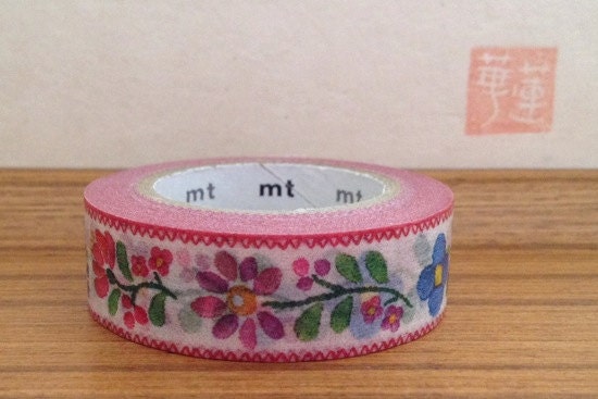 mt ex  japanese washi masking tape -floral embroidery
