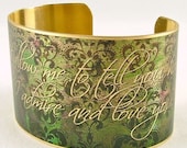 Gothic Mr Darcy in Pride and Prejudice Book - Jane Austen Quote Brass Cuff Bracelet