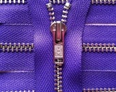 Metal Zippers- 9 inch closed bottom ykk nickel teeth zips- (5) pieces - Purple 218