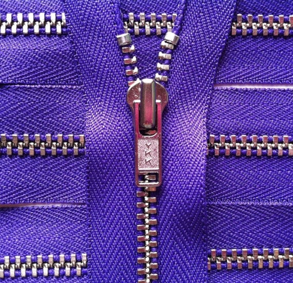 Metal Zippers- 9 inch closed bottom ykk nickel teeth zips- (5) pieces - Purple 218