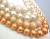 Shabby chic vintage cream, peach, and orange multi strand beaded necklace