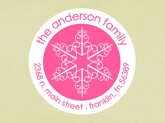 Return address labels, stickers, tags, envelope seals, round-- snowflake 2