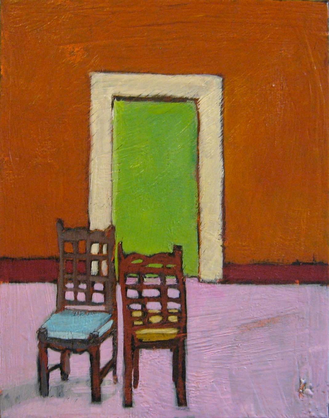 Waiting - Original Oil Acrylic Encaustic Painting Interior 11"x14"