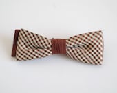 Vintage 1950's Little Boy Bow Tie - Brown and Red Plaid - HartandSew