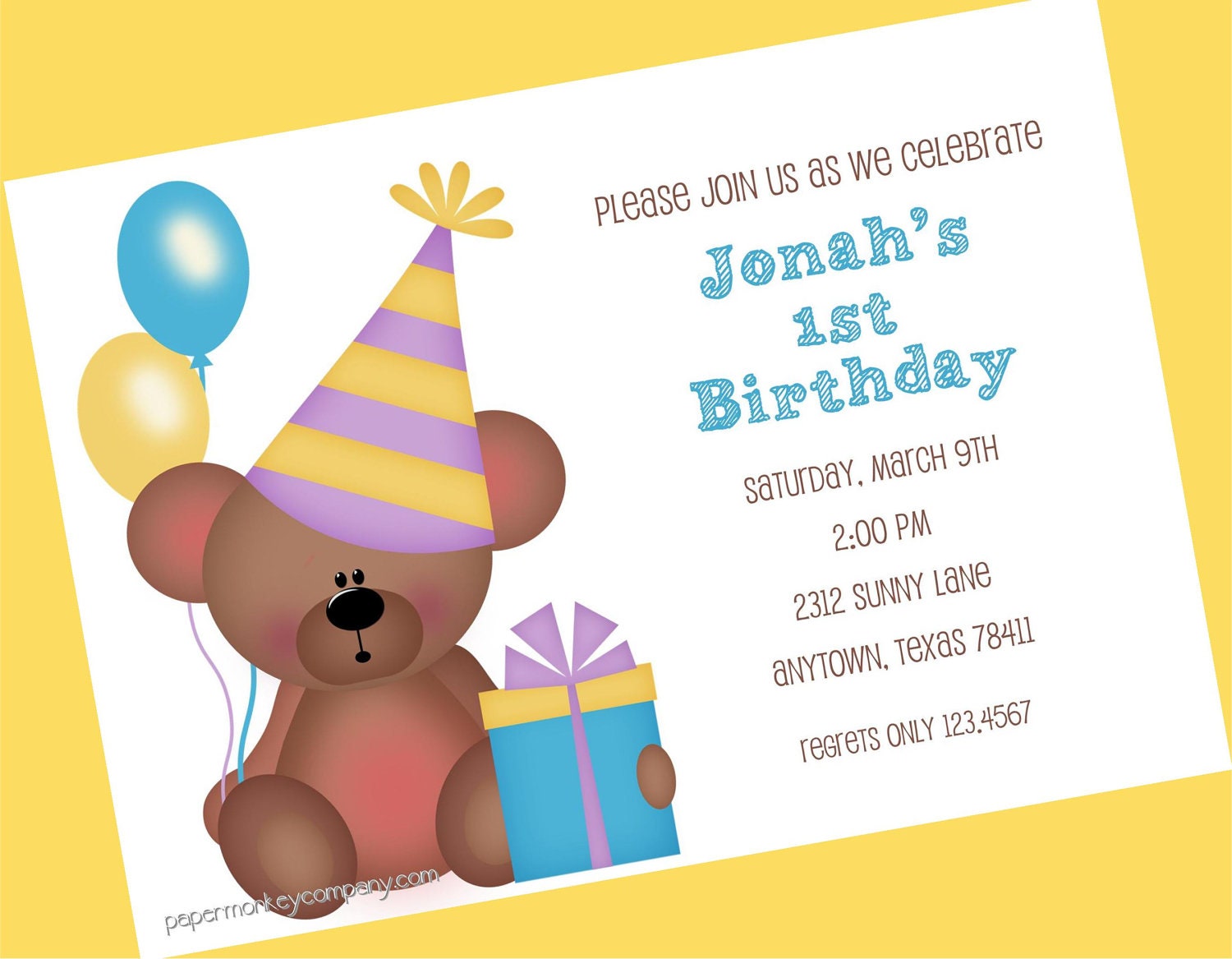 Teddy Bear Birthday Invitations Il_570xn