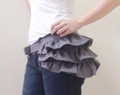 MAY Sale - Gray Gathered Canvas Women's Fanny Pack, Hip Bag, Belt pouch, Handbag - Kinies Gathered Waist Purse