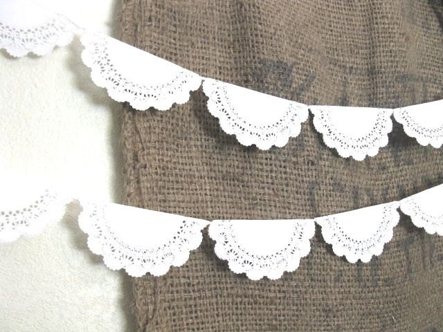 Doily Paper Garland - white paper doily -  wedding decor, baby decor, home decor, wedding garland, baby shower, nursery