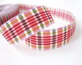 Red Plaid Grosgrain Ribbon 3/4" - 3 yards black and red plaids print ribbon - AnnyMayCraftSupplies