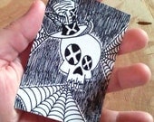 Skull ACEO print top hat skull no. 3