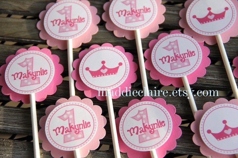 First Birthday Princess Cupcake Toppers
