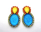 One of a Kind Earrings- Hand Dyed Vintage Crystal Bubbles- Erica