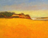 Autumn Field Landscape, Original Bright Oil Painting, 18 x 24  Canvas