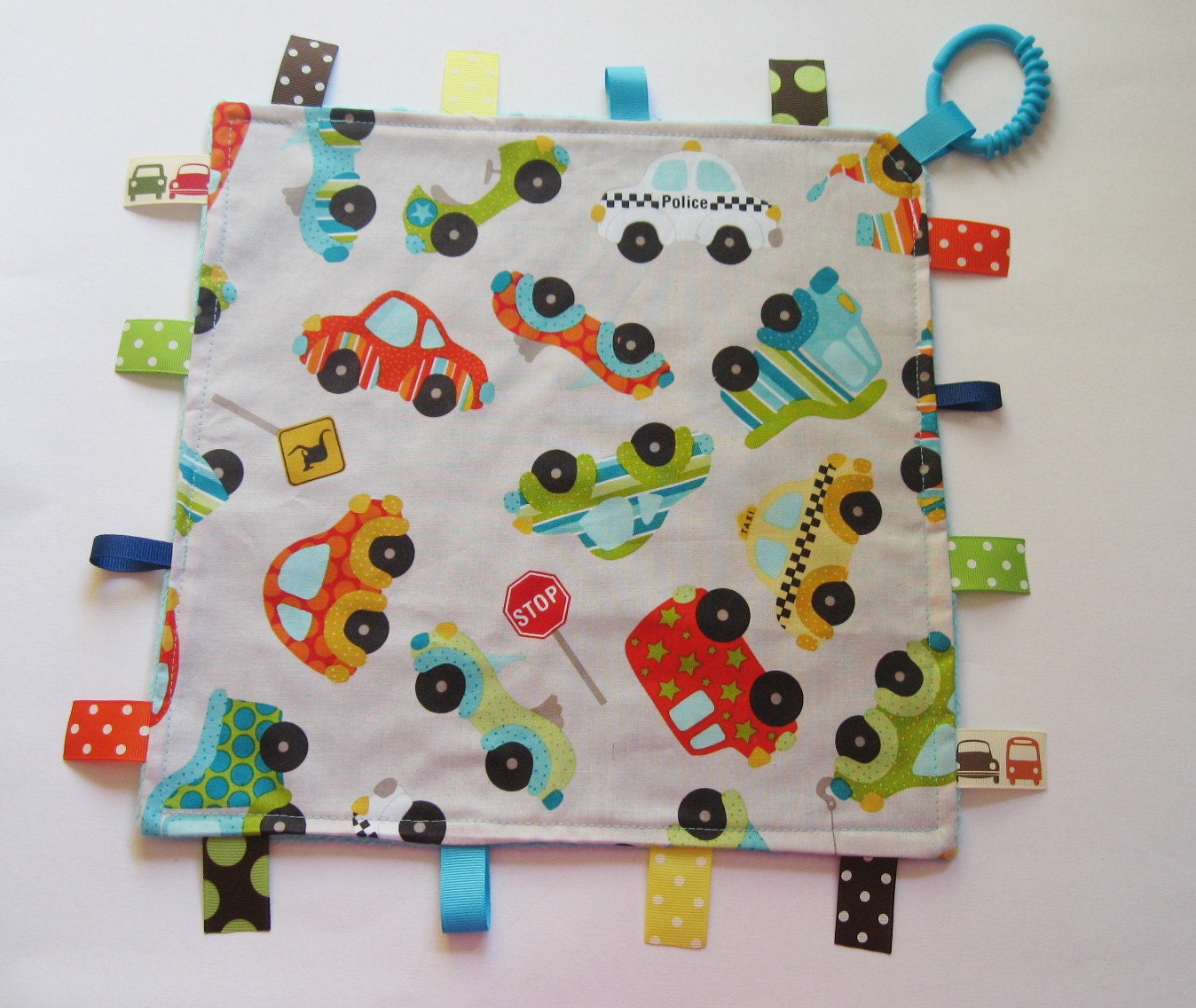 Snuggle Lovey -  tag blanket - Vehicles
