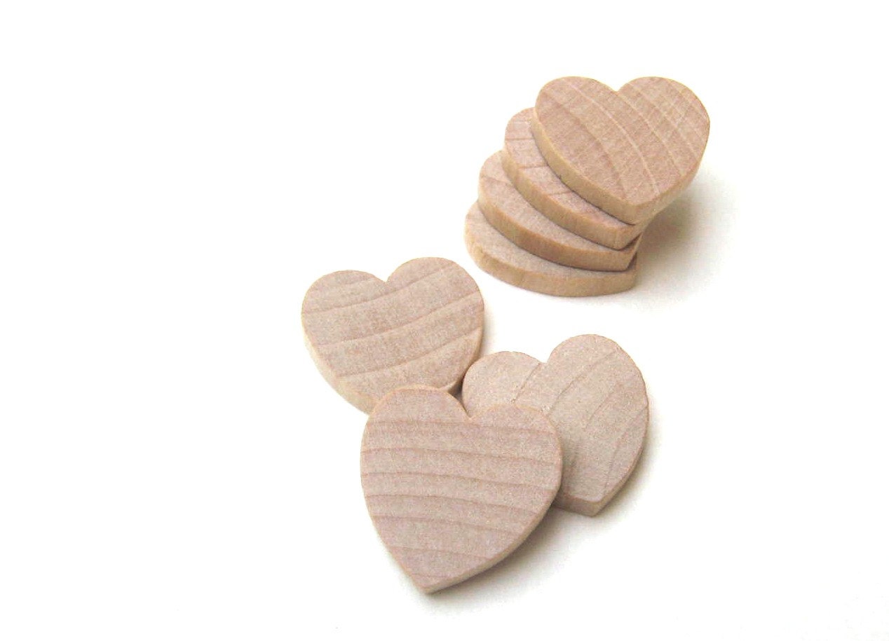 25 - 3/4" Unfinished Wood Hearts - 3/4 Inch (19 mm) - Wooden Hearts Perfect for Weddings