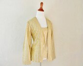 Vintage GOLD BLOUSE - 1970s Metallic Shirt - Spring Fashion Blouse Top