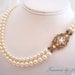 Pearl necklace, bridal necklace, wedding jewelry, antique brass, Swarovski crystals and Swarovski pearls