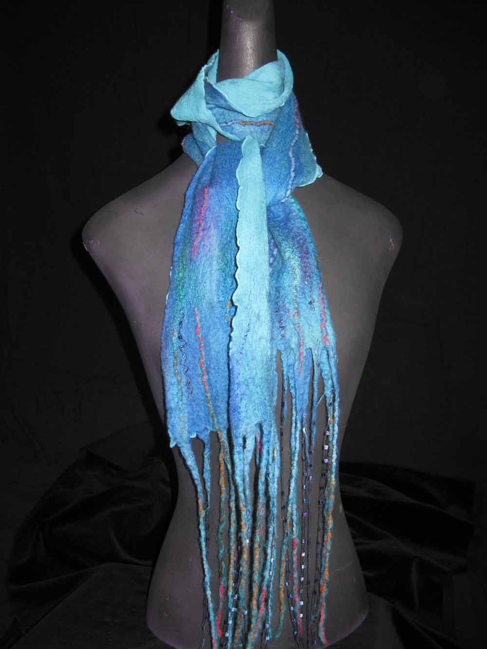 Handmade Nuno Felted Wool and Silk Scarf