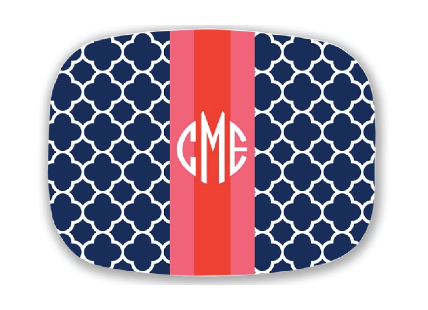 Personalized Melamine Platter - CLOVER RUGBY STRIPE Collection - you pick color