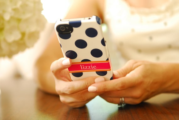 Personalized iPhone 5 or 4 Case - POLKA DOT Collection, choice of color