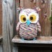 Large Plush Crochet Owl Stuffie in pastel rainbow multicolor, MADE TO ORDER.