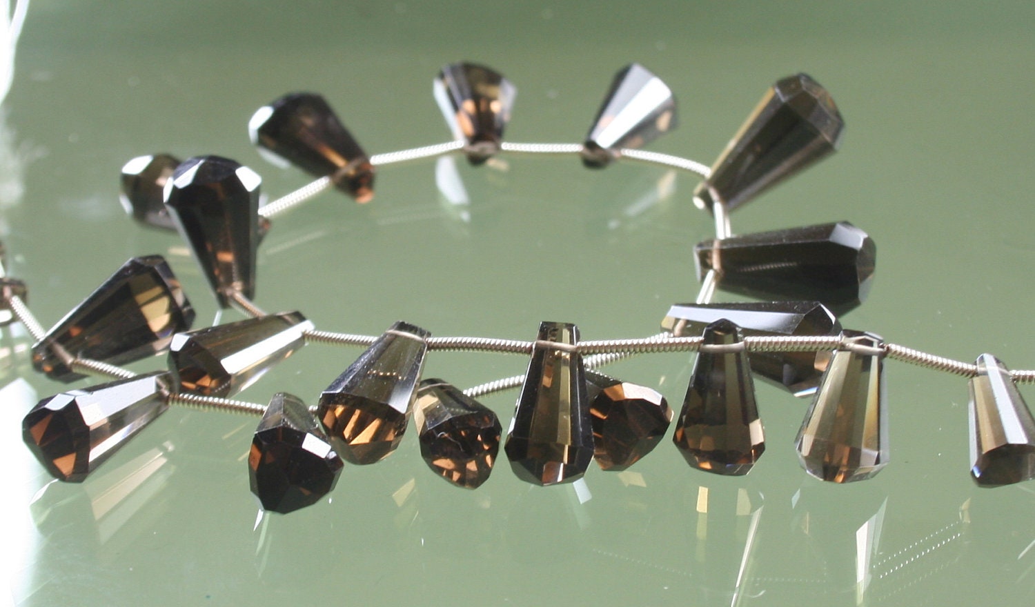 AAA Elongated Smokey Smoky Quartz Step Faceted Briolettes Chandeliers