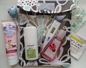 Medium Ouch Pouch Clear First Aid Organizer for Diaper Bag Purse Get Well Baby Shower ( 5x7 Floral Fling Fabric )