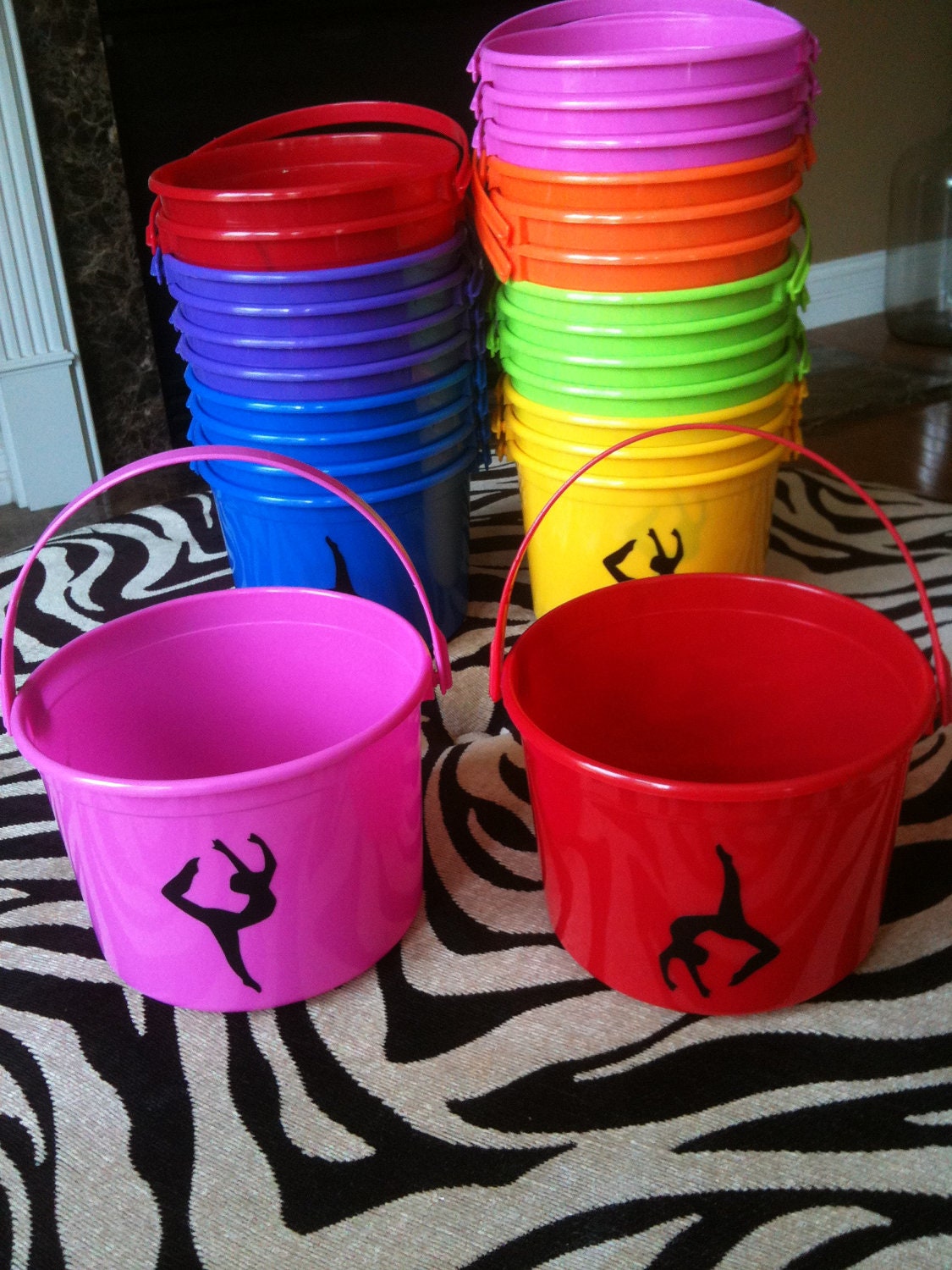 Gymnastics- Children's Party Favor Buckets/ Treat Bag with Your Choice of Logo, Style 3