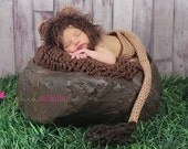 Newborn Lion Hat and Diaper Cover Set, Baby Jungle Hat and Bum Cover