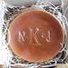 CUSTOM monogram ring holder, Earth tones,  Mud Brown Glaze, handmade pottery,  Men, Women Gift Boxed,
