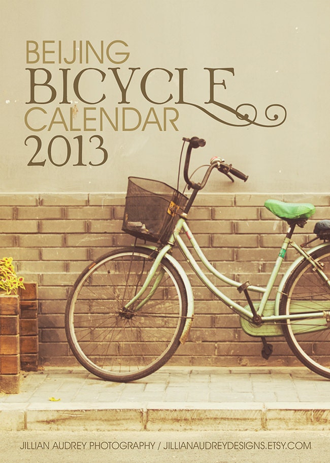 Bicycle Calendar 2013 - 5x7 photography calendar - desk calendar - 12 loose leaf sheets - bicycle photography - vintage style retro - JillianAudreyDesigns