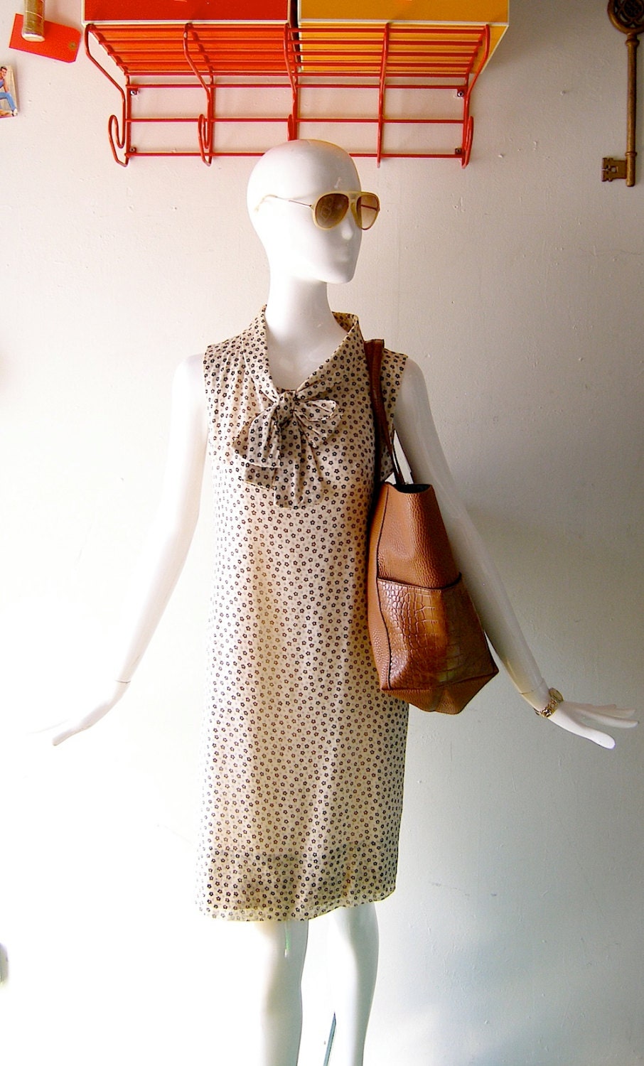 60s summer cotton voile calico print dress - size 6/8 Mad Men 1960s sleeveless shift - summer wedding chic - girly flower print