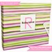 Baby Memory Book . Pink and Lime Stripes Cover . Modern Pink Girl Design