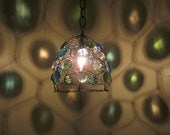 Hanging Lamp Steel Wire And Colored Glass