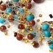 Airy crochet bracelet with turquoise and goldstone blue and brown country style
