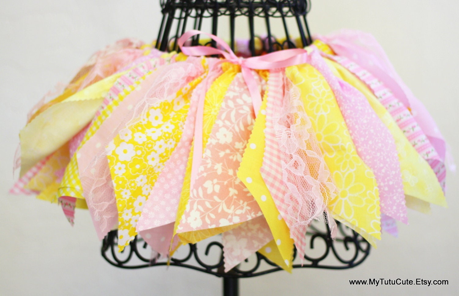 Fabric Scraps Tutu Skirt Pink Lemonade MADE TO ORDER size Newborn to 4T