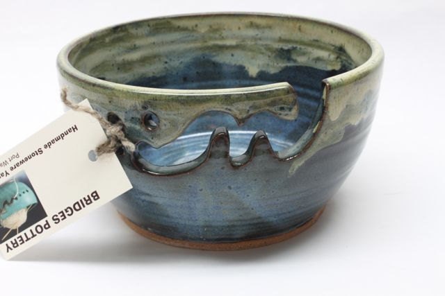 Bridges Pottery Yarn Bowl Regular Midnight Blue CUSTOM ORDER contrasting Rim featured in VogueKnitting