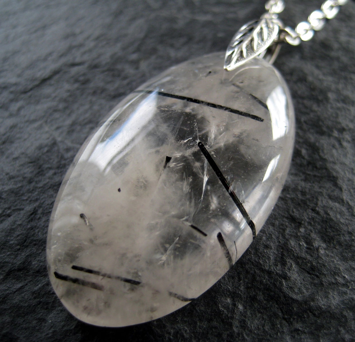 Black Tourmalinated Quartz Pendant