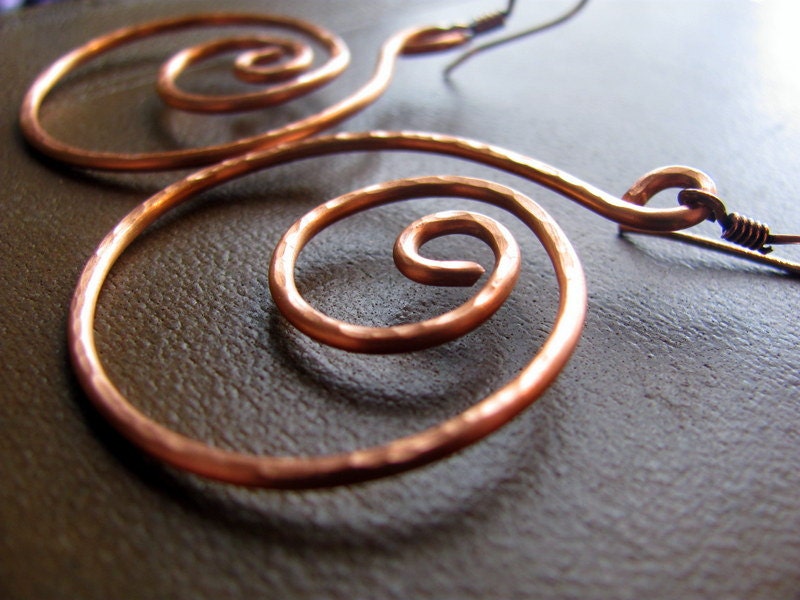 Copper Swirls Hoop Earrings