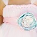Light Pink and Aqua Tutu Dress w/ Flower Sash - Aqua, Pink, and Cream Accents